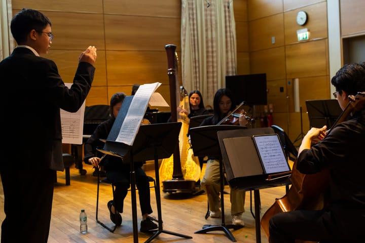Conducting rehearsal in London